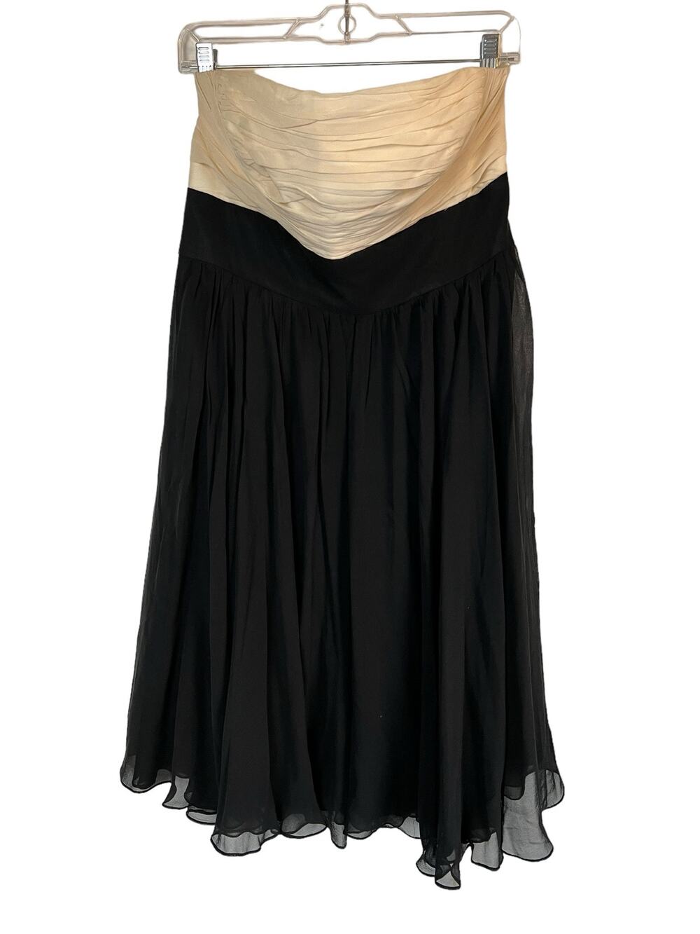 ECI New York Strapless Silk Cocktail Dress 14 Formal Prom Homecoming Cream Black